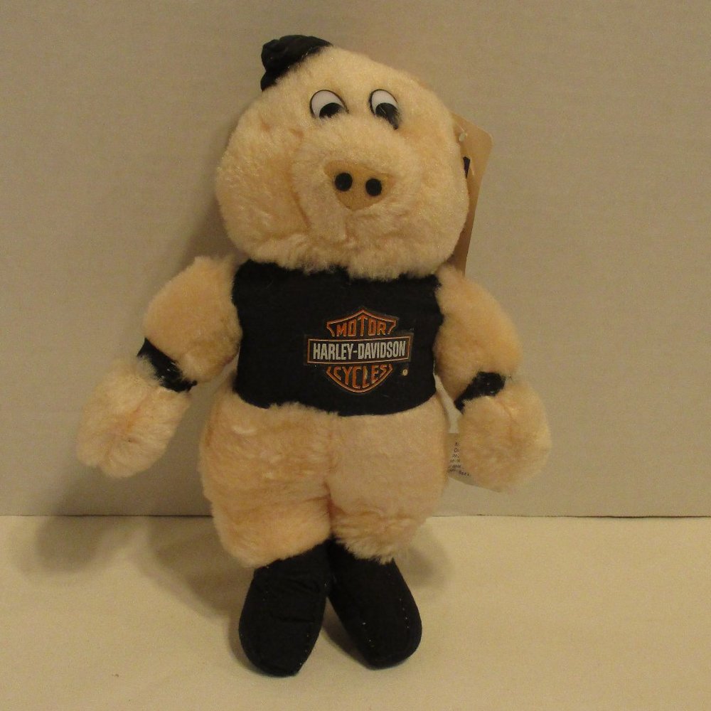Harley Davidson Plush 1991 Medium Peach Red Black Couch Bed Soft Plush Hog